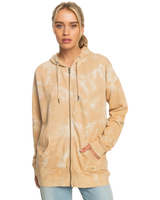 The Roxy Womens Fools Gold Zip Hoodie in Beige Crystal Wash