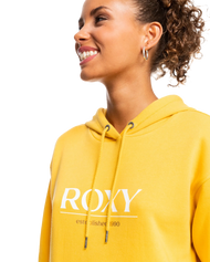 The Roxy Womens Surf Stoked Brushed Hoodie in Yolk Yellow