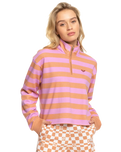 The Roxy Womens Carefree Vibe 1/4 Zip Sweatshirt in Cork Sunray Stripe