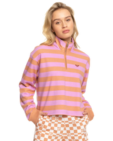 The Roxy Womens Carefree Vibe 1/4 Zip Sweatshirt in Cork Sunray Stripe