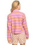 The Roxy Womens Carefree Vibe 1/4 Zip Sweatshirt in Cork Sunray Stripe