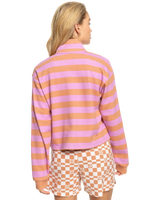 The Roxy Womens Carefree Vibe 1/4 Zip Sweatshirt in Cork Sunray Stripe