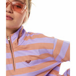 The Roxy Womens Carefree Vibe 1/4 Zip Sweatshirt in Cork Sunray Stripe