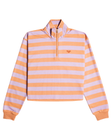 The Roxy Womens Carefree Vibe 1/4 Zip Sweatshirt in Cork Sunray Stripe