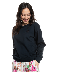 The Roxy Womens Surfing By Moonlight Sweatshirt in Anthracite