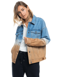 The Roxy Womens Sun Dipped Jacket in Cool Blue & Toast Denim Degreade