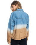 The Roxy Womens Sun Dipped Jacket in Cool Blue & Toast Denim Degreade