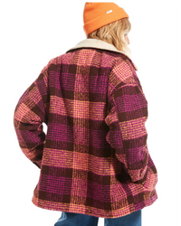 The Roxy Womens Passage Of Time Jacket in Bitter Chocolate Hallo Plaid