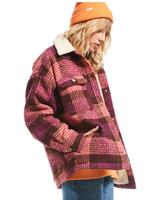 The Roxy Womens Passage Of Time Jacket in Bitter Chocolate Hallo Plaid