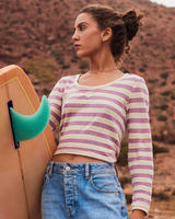 The Roxy Womens Moon Bay Top in Parchment Sunset Stripe