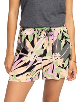 The Roxy Womens Lekeitio Break Hi Shorts in Anthracite Palm