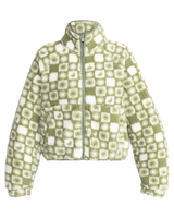 The Roxy Womens Blurry Cloud Zip Fleece Jacket in Oil Green