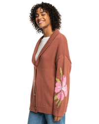 The Roxy Womens Hand On Heart Cardigan in Cedar Wood