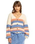 The Roxy Womens Marble Tiles Stripe Cardigan in Parchment 