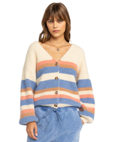 The Roxy Womens Marble Tiles Stripe Cardigan in Parchment 