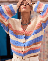 The Roxy Womens Marble Tiles Stripe Cardigan in Parchment 