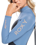 The Roxy Womens Prologue 4/3mm Back Zip Wetsuit in Cloud Black, Powder Grey & Sunglow