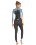 The Roxy Womens Prologue 4/3mm Back Zip Wetsuit in Cloud Black, Powder Grey & Sunglow