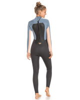 The Roxy Womens Prologue 4/3mm Back Zip Wetsuit in Cloud Black, Powder Grey & Sunglow