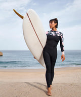 The Roxy Womens Swell Series 4/3mm Back Zip Wetsuit in Anthracite Paradise Found