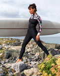 The Roxy Womens Swell Series 4/3mm Back Zip Wetsuit in Anthracite Paradise Found