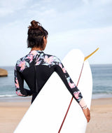 The Roxy Womens Swell Series 4/3mm Back Zip Wetsuit in Anthracite Paradise Found