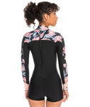 The Roxy Womens Swell Series 2mm Back Zip Spring Wetsuit in Anthracite Paradise Found