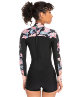 The Roxy Womens Swell Series 2mm Back Zip Spring Wetsuit in Anthracite Paradise Found