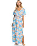 The Roxy Womens Dynamite Girl Again Dress in Azure Blue Palm Island