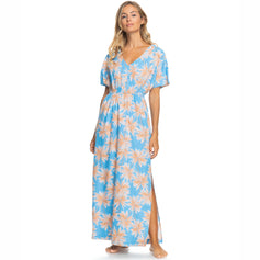 The Roxy Womens Dynamite Girl Again Dress in Azure Blue Palm Island