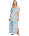 The Roxy Womens Dynamite Girl Again Dress in Azure Blue Palm Island