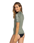 The Roxy Whole Hearted Rash Vest in Agave Green