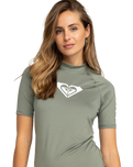 The Roxy Whole Hearted Rash Vest in Agave Green