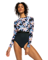 The Roxy Womens Active Long Sleeve Swimsuit in Anthracite Kiss