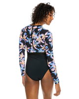 The Roxy Womens Active Long Sleeve Swimsuit in Anthracite Kiss