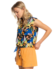 The Roxy Womens Tropical View Top in Anthracite Flower Jammin