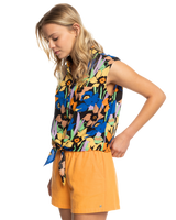 The Roxy Womens Tropical View Top in Anthracite Flower Jammin