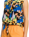 The Roxy Womens Tropical View Top in Anthracite Flower Jammin