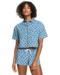 The Roxy Womens Blue Wave Club Printed Shirt in Mood Indigo Sol Power