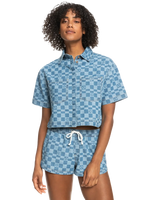 The Roxy Womens Blue Wave Club Printed Shirt in Mood Indigo Sol Power