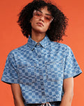 The Roxy Womens Blue Wave Club Printed Shirt in Mood Indigo Sol Power