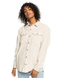 The Roxy Womens Let It Go Corduroy Shirt in Tapioca