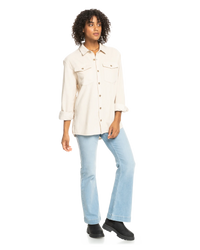 The Roxy Womens Let It Go Corduroy Shirt in Tapioca