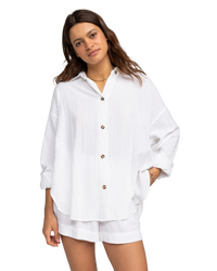 The Roxy Womens Morning Time Shirt in Snow White