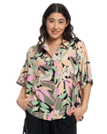 The Roxy Womens Beach Nostalgia Shirt in Anthracite Palm