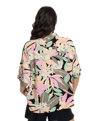 The Roxy Womens Beach Nostalgia Shirt in Anthracite Palm