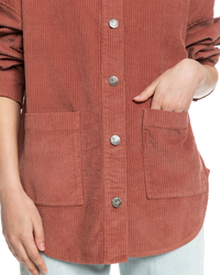 The Roxy Womens Kick Back Corduroy Shirt in Cedar Wood