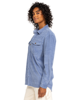 The Roxy Womens Let It Go Corduroy Shirt in Infinity Blue