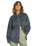 The Roxy Womens Kick Back Washed Cord Shacket in Phantom