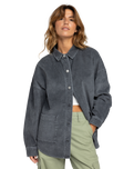 The Roxy Womens Kick Back Washed Cord Shacket in Phantom